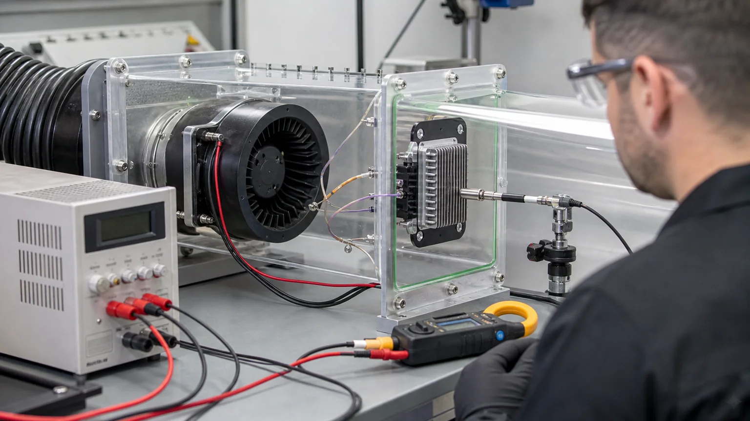 Blower resistor thermal test with motor current and airflow