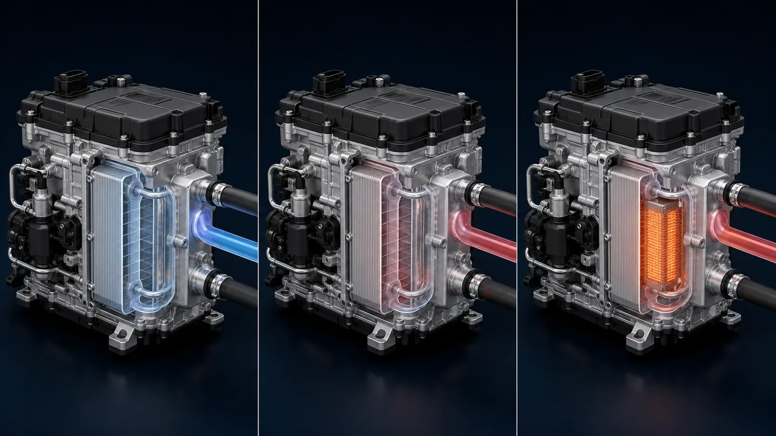EV heated chiller cooling battery heating and cabin support modes