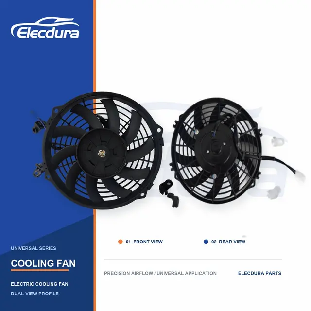 Kipas Pendingin Radiator Universal 9 Inci Pisau Melengkung 120W Grosir