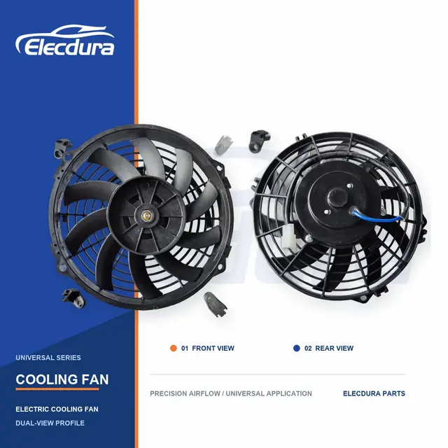 Kipas Pendingin Radiator Universal 9 Inci Pisau Melengkung 220W Grosir