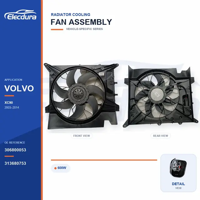 Radiator Cooling Fan Assembly for Volvo XC90 600W 306800053 Bulk Supply