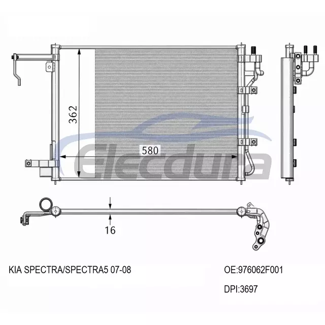 976062F001 Kia Spectra 2007-2009 A/C kondensator