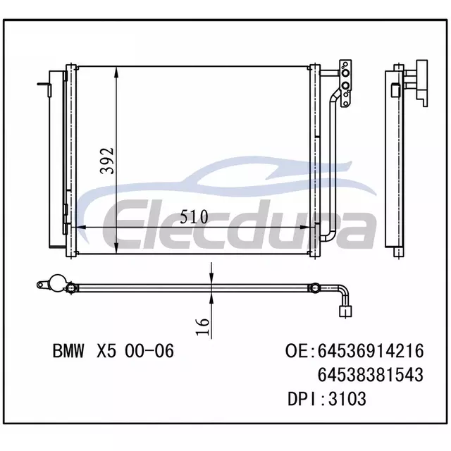 8.381.543 BMW X5 E53 2000-2006 A/C Condenser