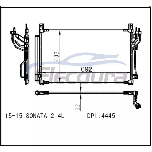 97606B2000 Kia Soul 2014-2015 A/C Condenser with Receiver/Drier 12mm Core