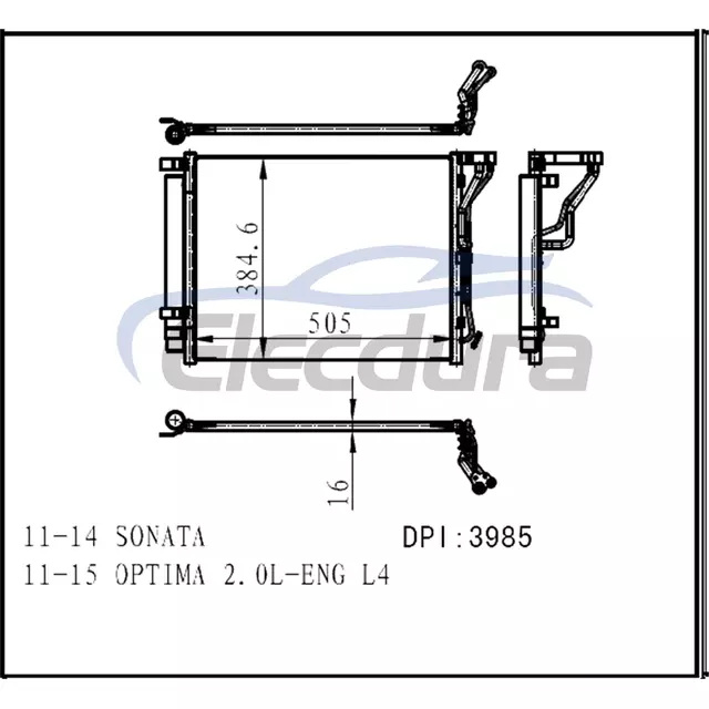 976063Q000 Hyundai Sonata 2011-2014 Klima Kondenser Grubu 16mm &Ccedil;ekirdek