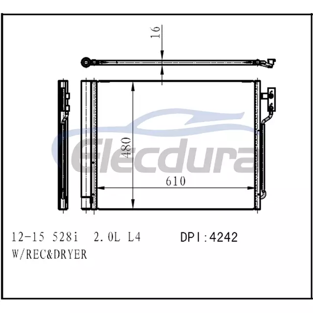 6453.7.618.770 BMW 528i (F10) 2011-2016 A/C Condenser