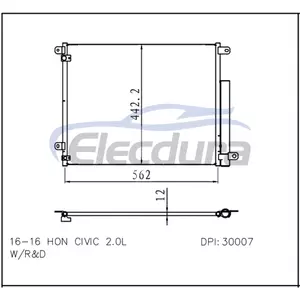 80100TBAA01 Honda Civic 2016+ Ansamblu condensator A/C miez de 12 mm