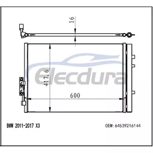 64539216144 BMW X3 xDrive28i F25 2011–2012 A/C-Kondensator