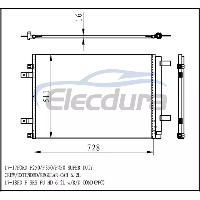 HC3Z19712C Ford Fd F250 2017+ A/C Condenser Assembly