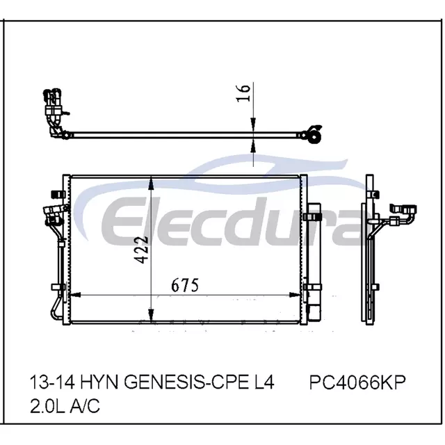976062M500 Hyundai Genesis Coupe 2013-2014 L4 A/C Condenser