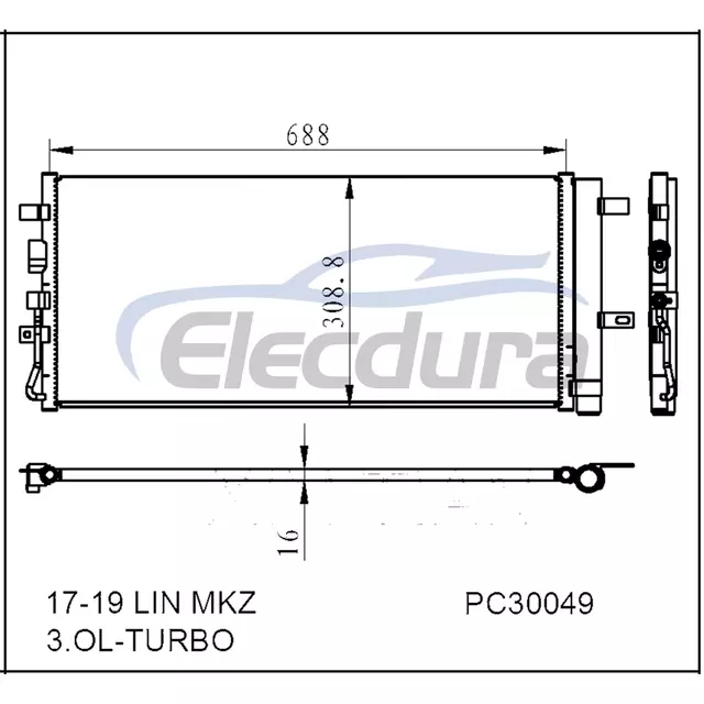 HS7Z19712A Lincoln Mkz 3 Ol 2017-2019 คอนเดนเซอร์เครื่องปรับอากาศ