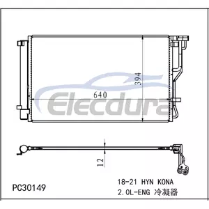 97606J9220 Hyundai Hyn Kona 2018-2021 2.0L A/C Condenser Assembly 12mm Core