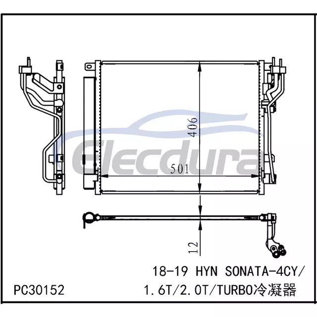 97606C2600 Hyundai Hyn Sonata 2018-2019 A/C Condenser