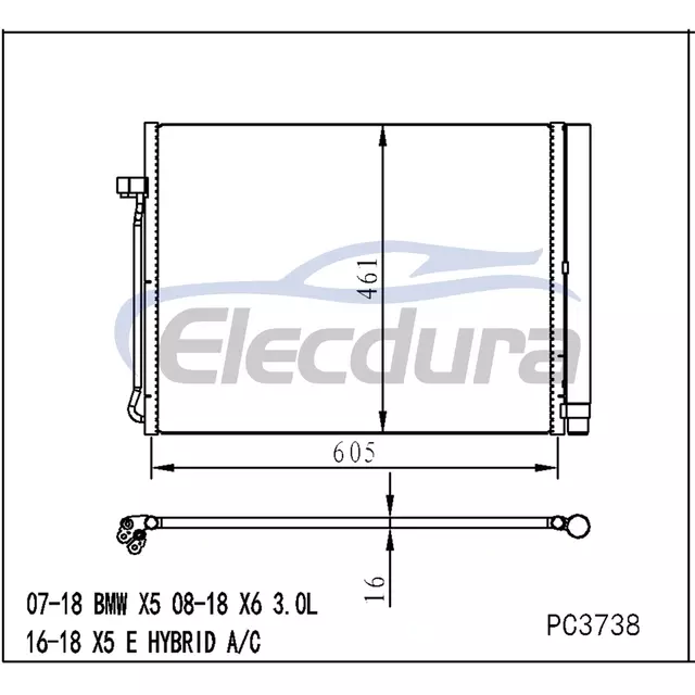 6453.6.972.553 BMW X5 2007-2018 A/C Condenser with Drier