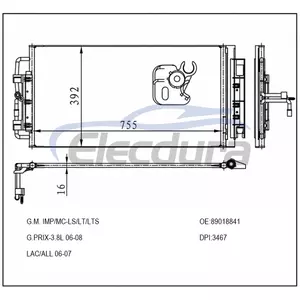 89018841 GM Imp 2006-2008 3.8L A/C Condenser Assembly