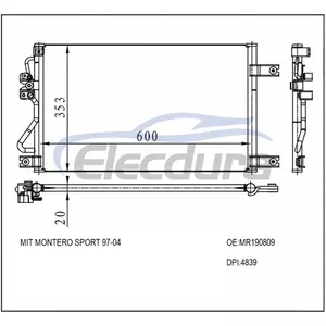 MR190809 Mitsubishi Montero Sport 1997-2004 Skraplacz klimatyzacji
