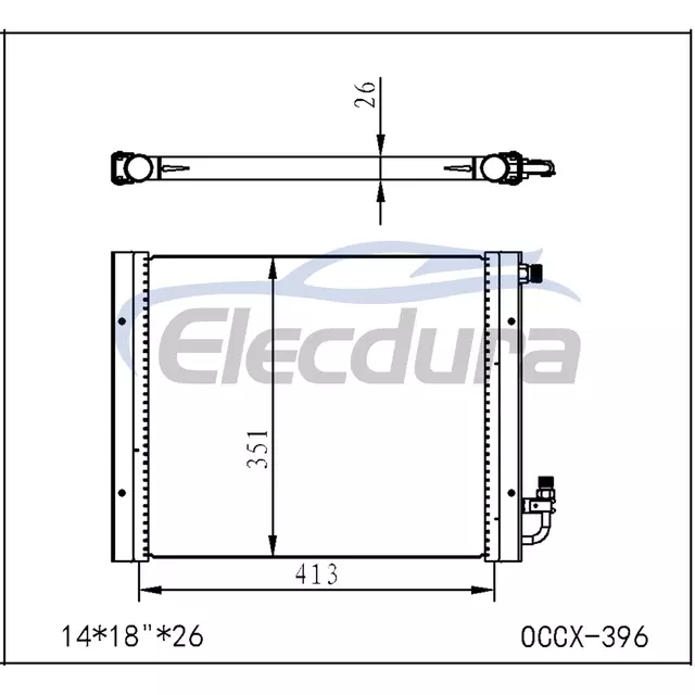 Universal A/C Condenser 14" &times; 18" Inch with 26 mm Core