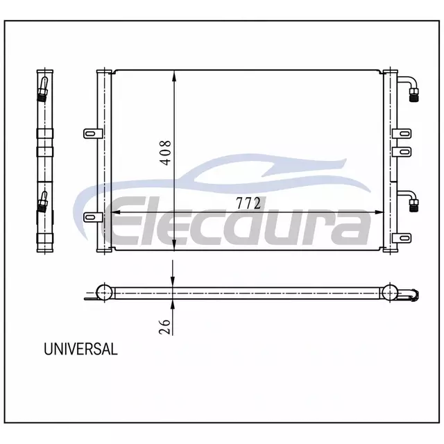 Universal A/C Condenser 772 &times; 402 &times; 26 mm