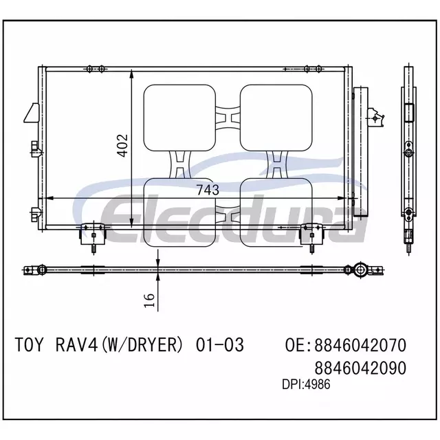 8846042070 Toyota Rav4 2001-2003 A/C Condenser Assembly 16mm Core