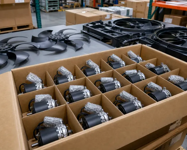 Cooling fan motors packed in divided cartons for Mexico wholesale orders
