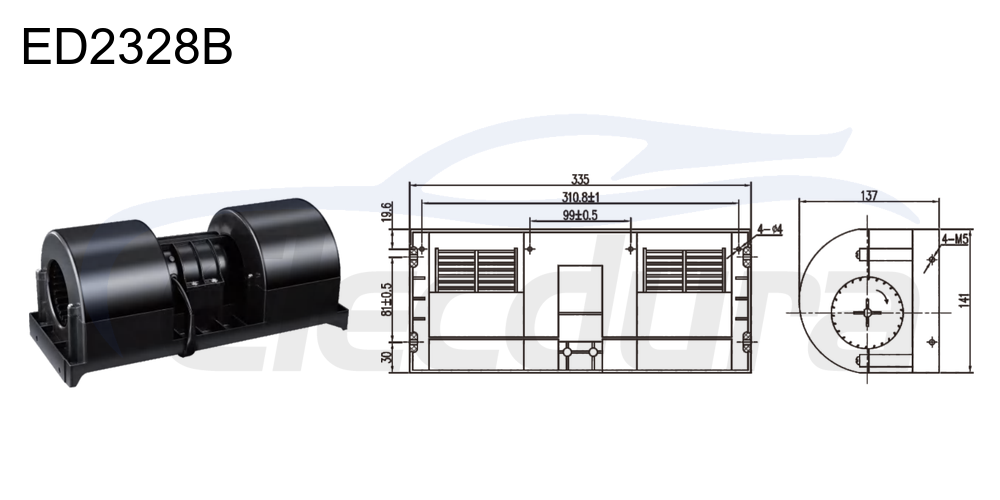 27V 220W HVAC blower motor for Radiator, 700m&sup3;/h airflow