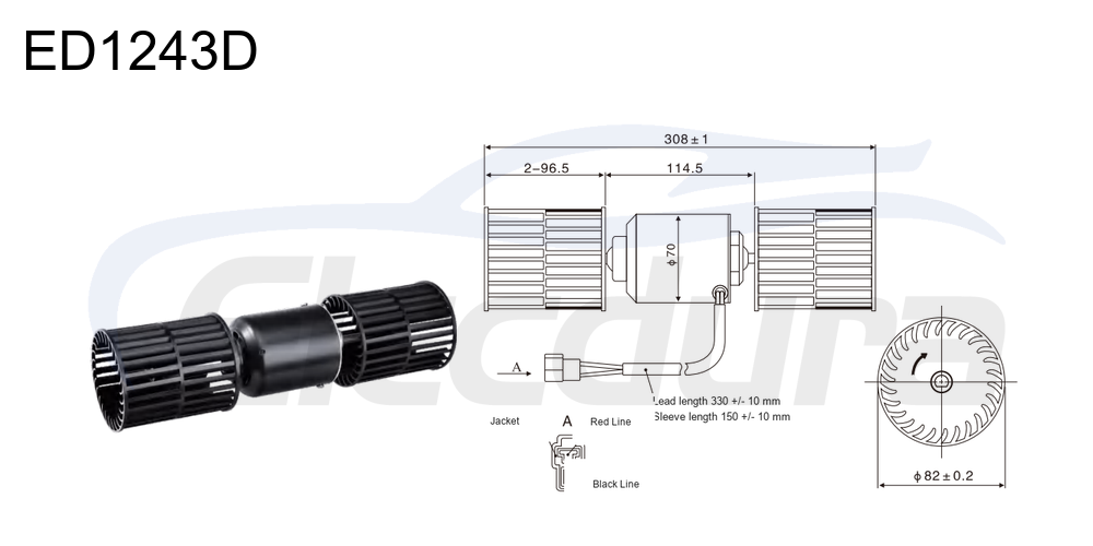 13.5V 100W HVAC blower motor for Hyundai Excavator, 3500rpm speed