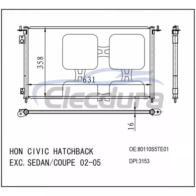 80110S5TE01 Honda Civic Exc. 2002-2005 A/C Condenser
