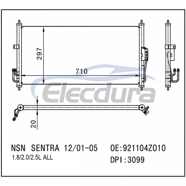 921104Z010 Nissan Sentra 1 8 2002-2006 2.5L A/C Condenser Assembly