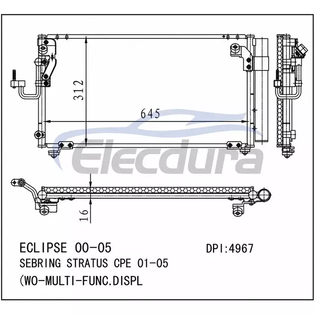 7812A066 Chevrolet Sebring -Multi-Func Displ 2002-2005 A/C Condenser Assembly