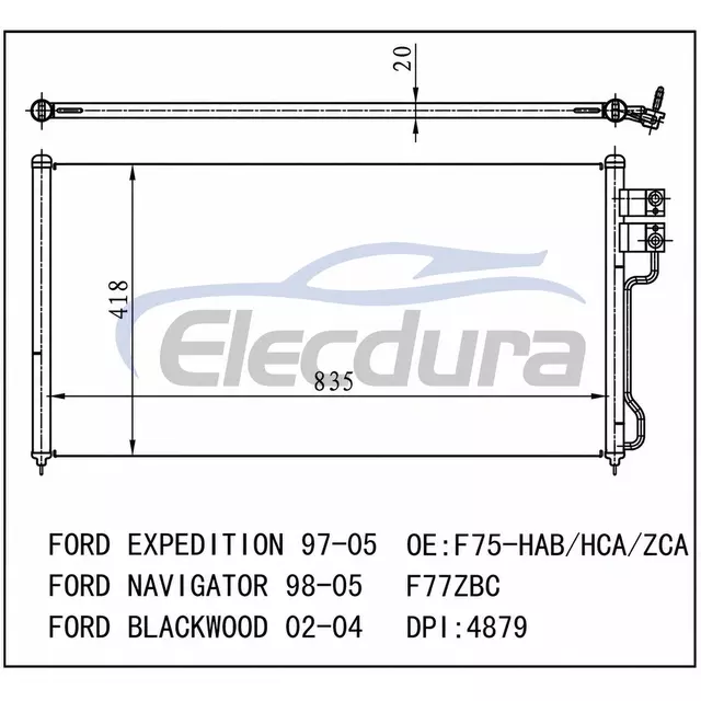 EU2Z19712B Ford Expedition 1997-2005 A/C Condenser 16mm Core