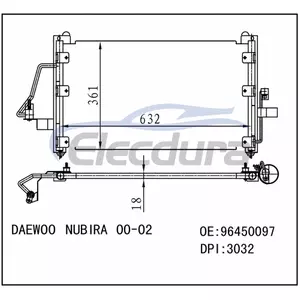 1020259 Daewoo Nubira 2000-2001 A/C Condenser