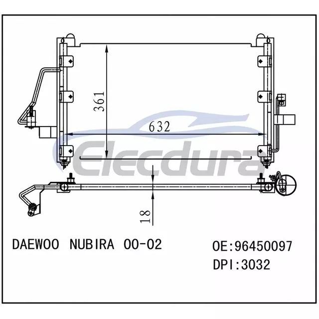 1020259 Daewoo Nubira 2000-2001 A/C Condenser
