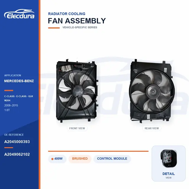 Radiator Cooling Fan Assembly for Mercedes-Benz W204 400W A2045000393 Bulk Supply