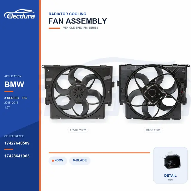 Radiator Cooling Fan Assembly for BMW F35 400W 17427640509 Bulk Supply