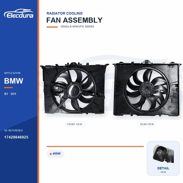Radiator Cooling Fan Assembly for BMW U11 400W 17429846925 Bulk Supply