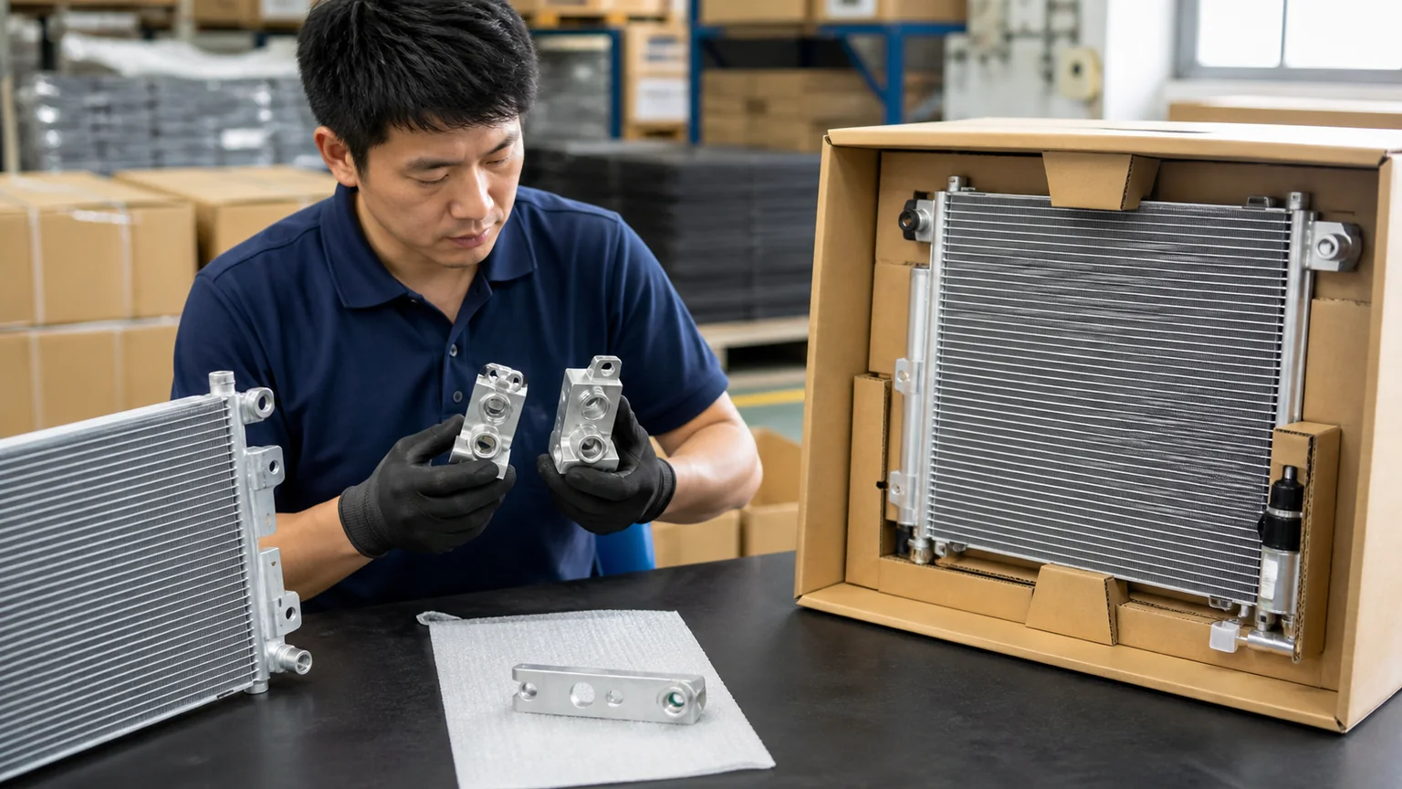 Japanese vehicle condenser port matching and packaging protection