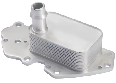 Flange-mounted plate oil cooler