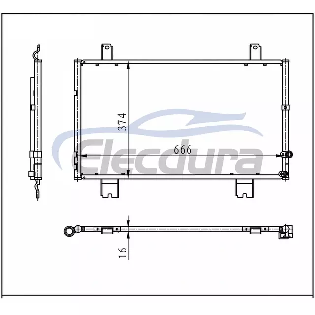 88460-53030 Lexus Is250 2006-2014 l&eacute;gkondicion&aacute;l&oacute; kondenz&aacute;tor, 16 mm-es mag