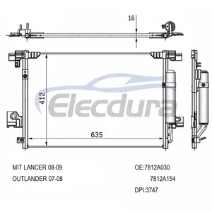 7812A030 Mitsubishi Lancer 2008-2009 Zesp&oacute;ł skraplacza klimatyzacji, rdzeń 16 mm