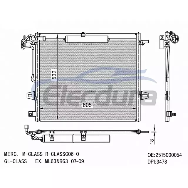 2515000054 Mercedes-Benz Gl320 2007-2009 A/C Condenser