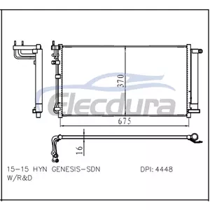 97606B1200 Hyundai Genesis 2015+ l&eacute;gkondicion&aacute;l&oacute; kondenz&aacute;tor szerelv&eacute;ny, 16 mm-es mag