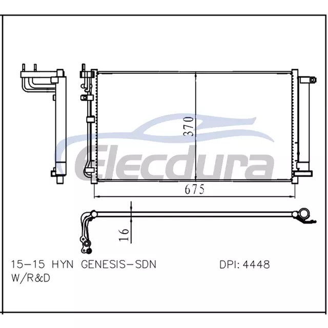 97606B1200 Hyundai Genesis 2015+ A/C Condenser Assembly 16mm Core