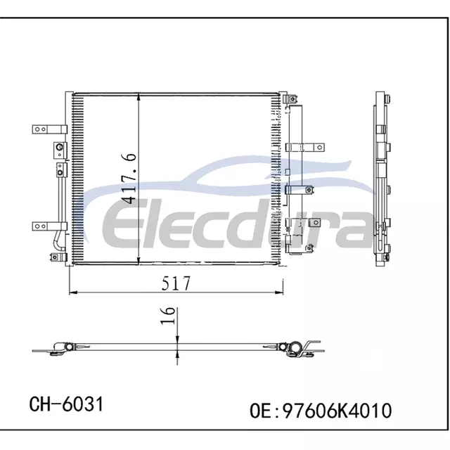 97606K4010 Hyundai Kona Electric 2019-2023 Electric A/C Condenser 16mm Core