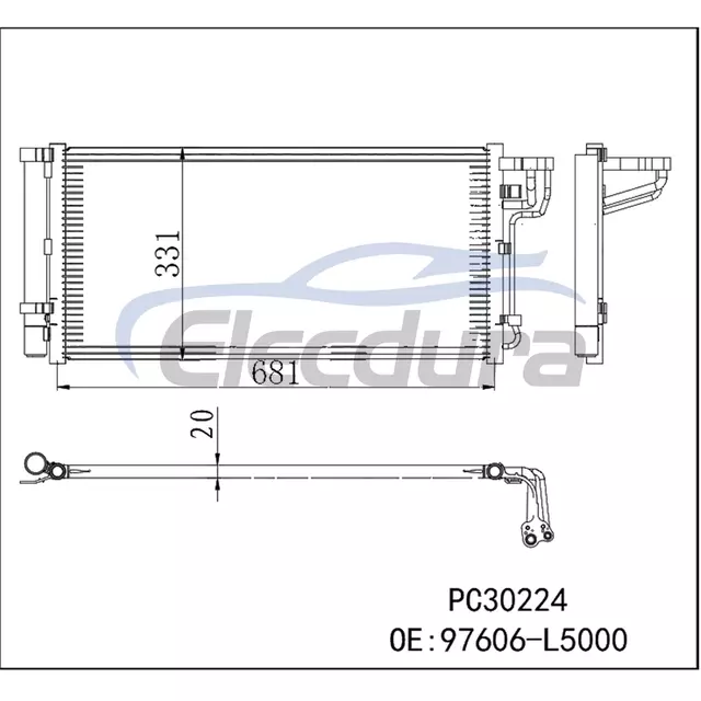 97606-L5000 Hyundai Sonata 2020-2023 3.0l A/C Condenser