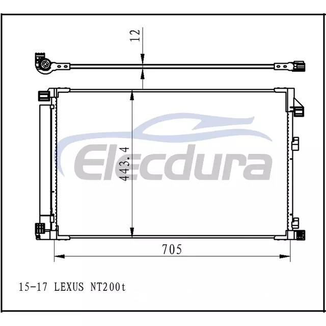 8846078010 Lexus Lex Nx200t 2015-2019 l&eacute;gkondicion&aacute;l&oacute; kondenz&aacute;tor, 12 mm-es mag