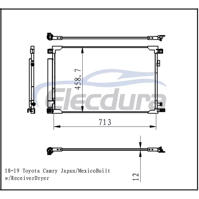 884A006010 Toyota Camry-Jpn 2018-2019 Conjunto de condensador de aire acondicionado N&uacute;cleo de 12 mm