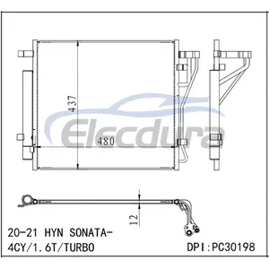 97606L0000 Hyundai Hyn Sonata 2020-2021 1.6T A/C Condenser Assembly