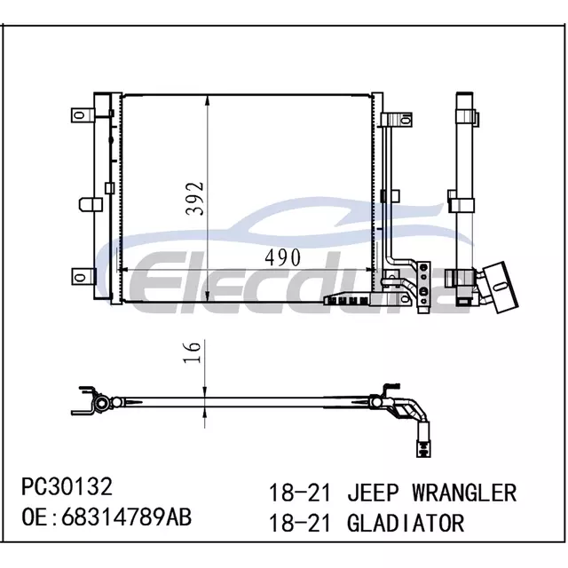 68314789AB Jeep Gladiator 2020-2023 A/C kondenz&aacute;tor
