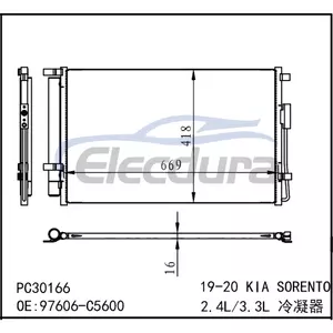 97606C5600 Kia Sorento 2019-2020 Condensator A/C 16 mm Miez