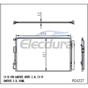 976062W500 Hyundai Santafe Sport 2013-2018 2.4L A/C Condenser 12mm Core